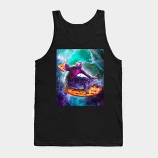 Trippy Space Sloth Turtle - Sloth Pizza Tank Top